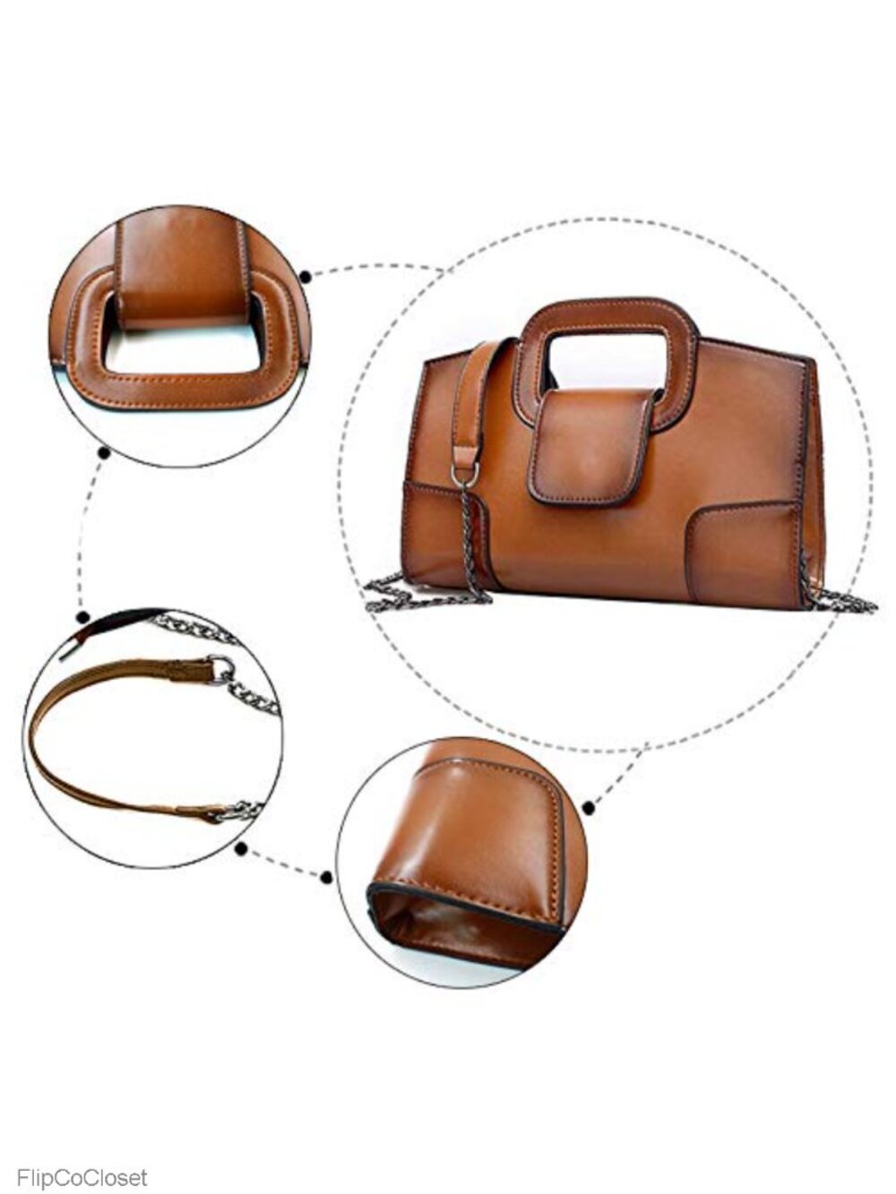 Patent PU Leather Vintage Satchel Top Handle Tote Clutch Shoulder Bag - Picture 4 of 6